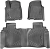 VEVOR Automotive Floor Mats, Fits for Chevrolet Silverado/GMC Sierra 1500, 2500/3500 HD 2019-2024/2020-2024, 3 pcs Front and 2nd Row Liners, All Weather Custom Fit TPE Vehicle Floor Mats, Black