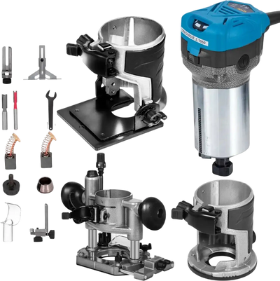 VEVOR Compact Router 1.25HP With Fixed Base, Plunge Base and Tilt Base, Variable Speed Wood Router Kit Max Torque 30,000RPM 800W For Woodworking & Furniture Manufacturing