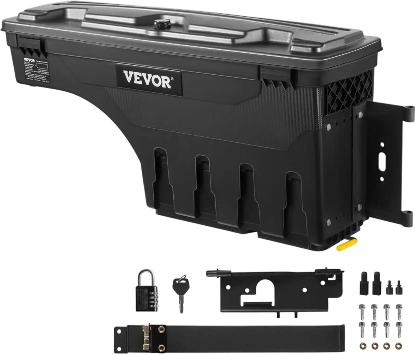 Vevor Truck Bed Storage Box Lockable Waterproof ABS Wheel Well Toolbox for Dodge Ram 1500 Passenger Side Black New
