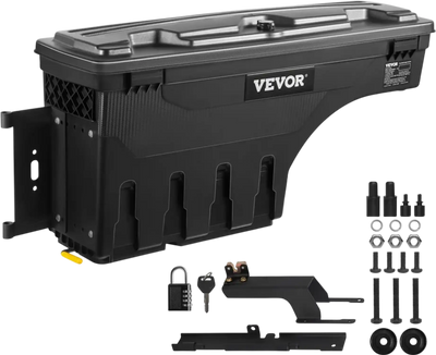 VEVOR Truck Bed Storage Box, Lockable with Password Padlock, 6.6 Gal/25 L ABS Wheel Well Tool Box, Waterproof and Durable, Compatible with Ford F-150 2015-2021, Drivers Side (Left)