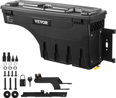 VEVOR Truck Bed Storage Box, Lockable with Password Padlock, 6.6 Gal/25 L ABS Wheel Well Tool Box, Waterproof and Durable, Compatible with Ford F-150 2015-2021, Passenger Side