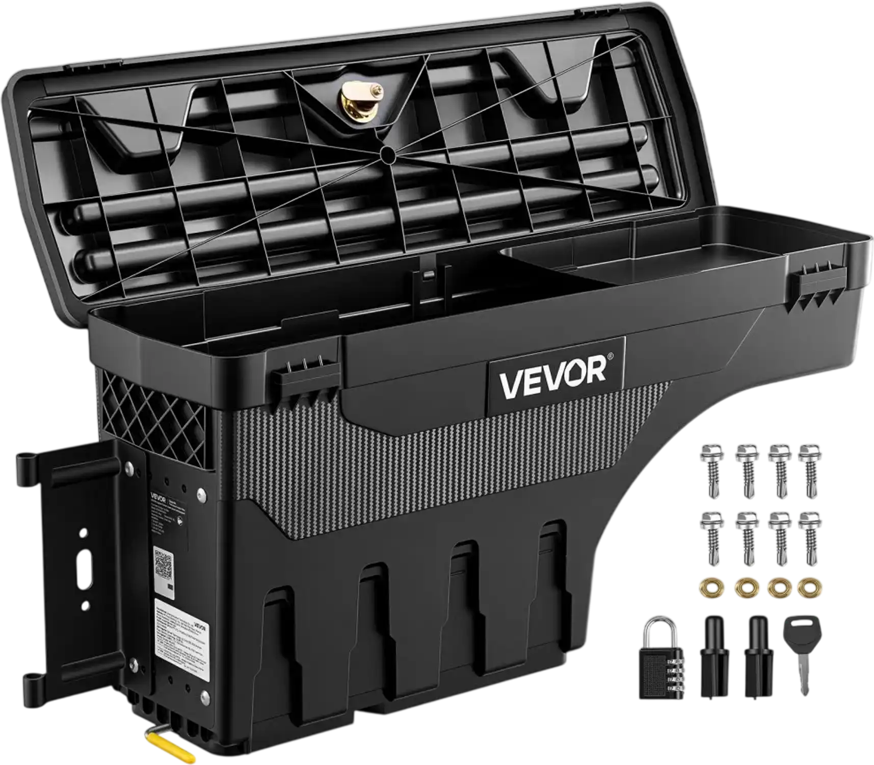 Vevor Truck Bed Storage Box Waterproof ABS Wheel Well Tool Box for 2002-2018 Dodge Ram Driver Side Left 6.6 Gal New