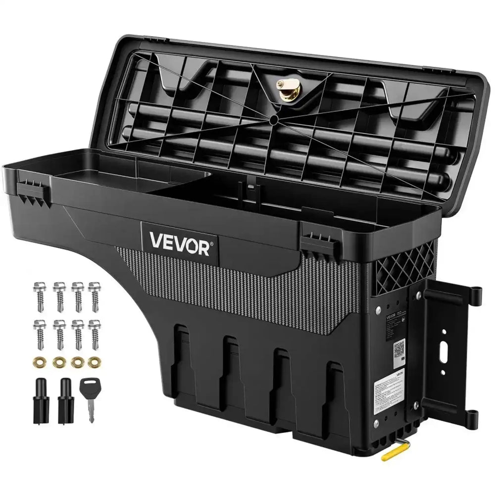 VEVOR Truck Bed Storage Box, 6.6 Gal/25L Waterproof ABS Wheel Well Toolbox, Anti-Theft Lock, Compatible with 2019-2021 Chevrolet Silverado 1500/GMC Sierra 1500, Passenger Side Right (Drilling Require)