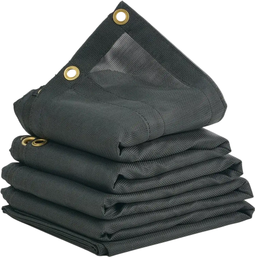 VEVOR Dump Truck Mesh Tarp, 7 x 14 ft, PVC Coated Black Heavy Duty Cover with 5.5" 18oz Double Pocket, Brass Grommets, Reinforced Double Needle Stitch Webbing Fits Manual or Electric Dump Truck System