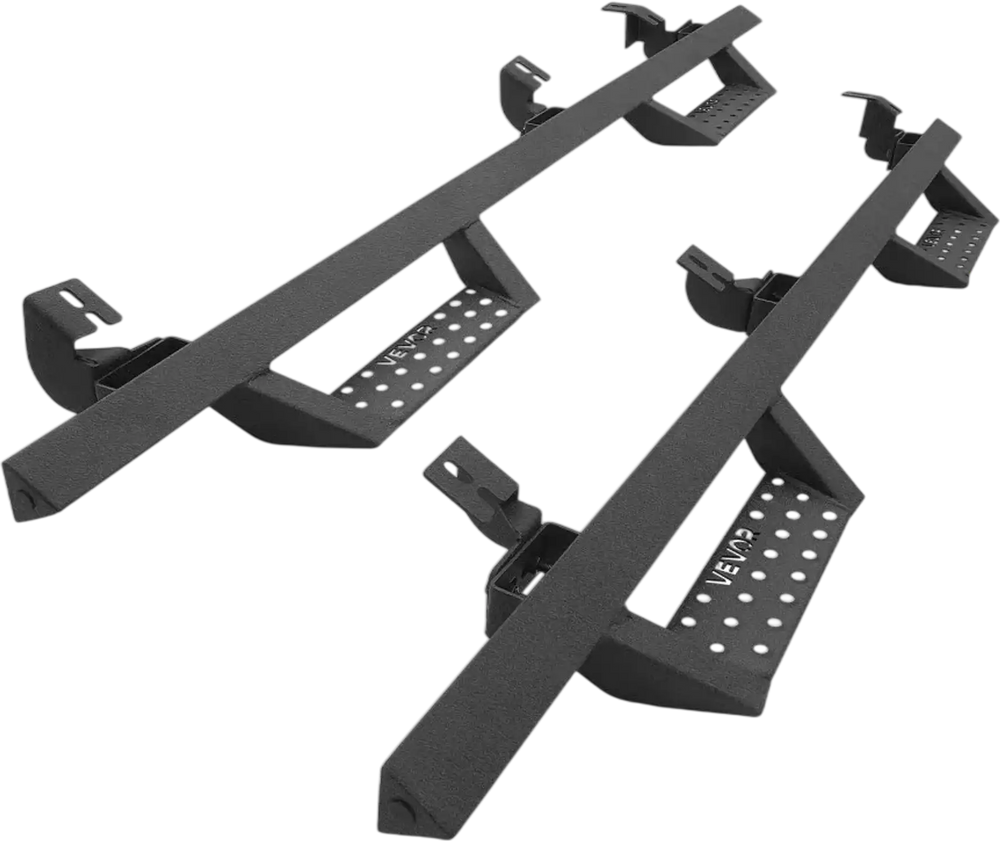 VEVOR Running Boards, 4 Inches Side Steps Compatible with 2005-2023 Toyota Tacoma Double Cab, Black Carbon Steel Nerf Bars, 550 lbs Load Capacity, Wide Non-Slip Hollow Surface with Rustproof Coating