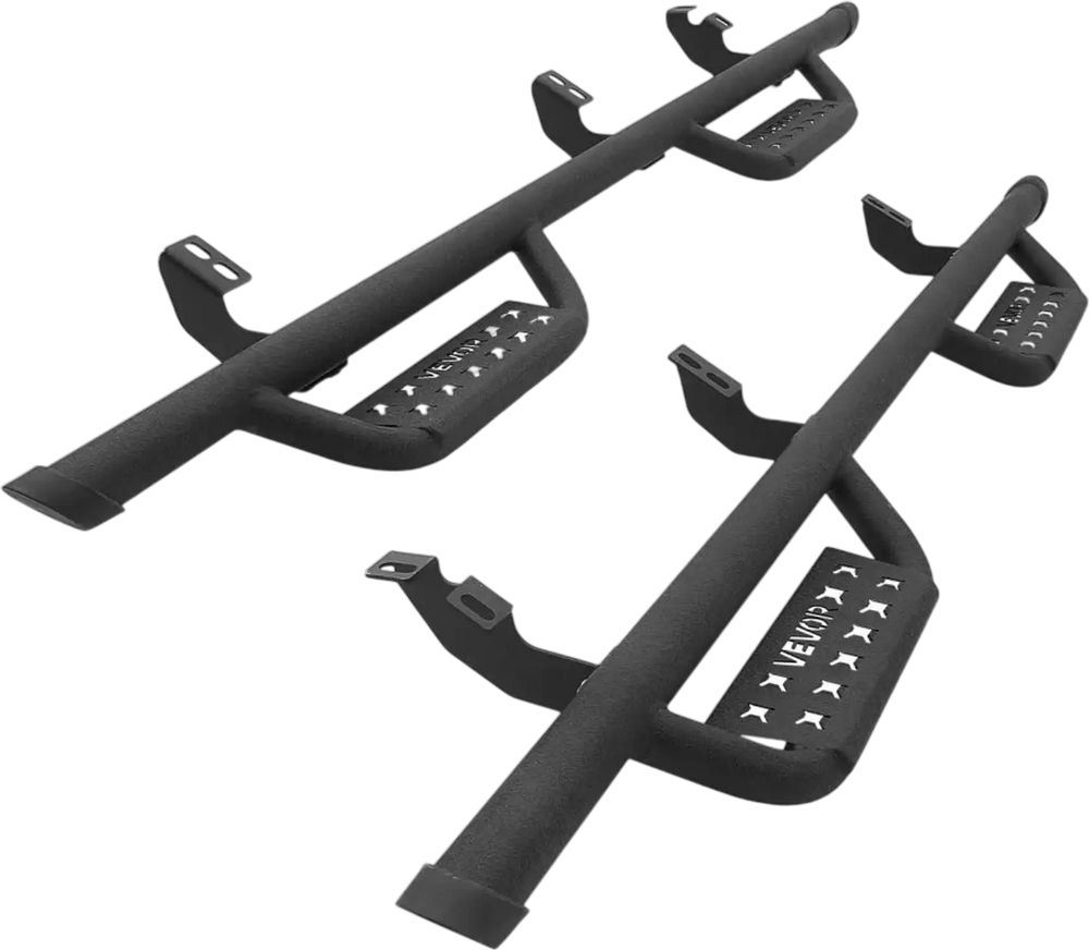 VEVOR Running Boards, 4 Inches Side Steps Compatible with 2024-2025 Toyota Tacoma Double Cab, Black Carbon Steel Nerf Bars, 550 lbs Load Capacity, Wide Non-Slip Hollow Surface with Rustproof Coating