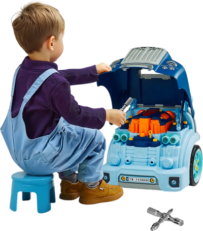 Vevor Engine Toy Kids Mechanic Car Repair Set with Lights and Sounds Blue New