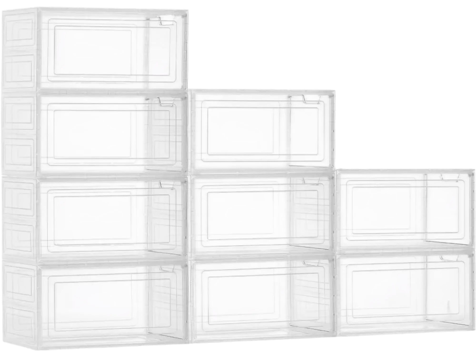 Vevor Shoe Storage Boxes 9-Pack Clear Stackable Organizer with Magnetic Door for US Size 13 White New
