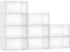 VEVOR Shoe Storage Boxes, 9 Pack Clear Stackable Shoe Boxes Storage Organizers with Magnetic Door, Fit up to US Size 13, Plastic Sneaker Containers for High Heels, Boots, and Hats, Transparent White