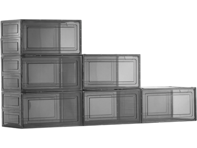 Vevor Shoe Storage Boxes Clear Stackable Organizer 6-Pack Fit US Size 13 New
