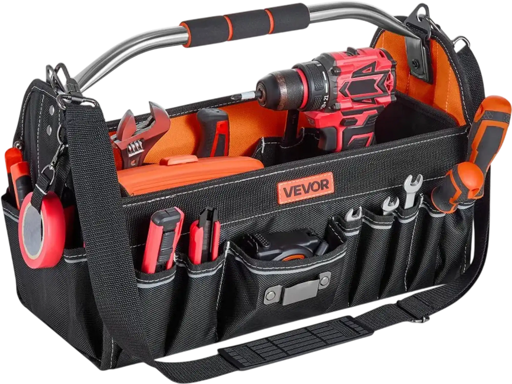 VEVOR Tool Bag, 16.1 Inch, 33-Pocket Open Top Tool Tote, Electrical Maintenance Toolbox Organizer Storage with Handle, Adjustable Shoulder Strap, Portable Toolbag, for Professionals DIY & Jobsite Use