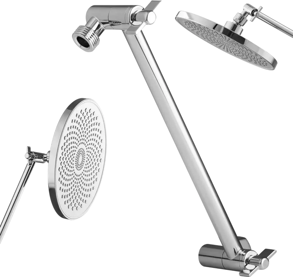 VEVOR Shower Head Extension Arm, 11 Inches, Brass Shower Arm Extender with Flexible Adjustable Angle Height, Chrome Finish, G1/2 Universal Thread Connector Compatible, for Rain & Handheld Showerhead