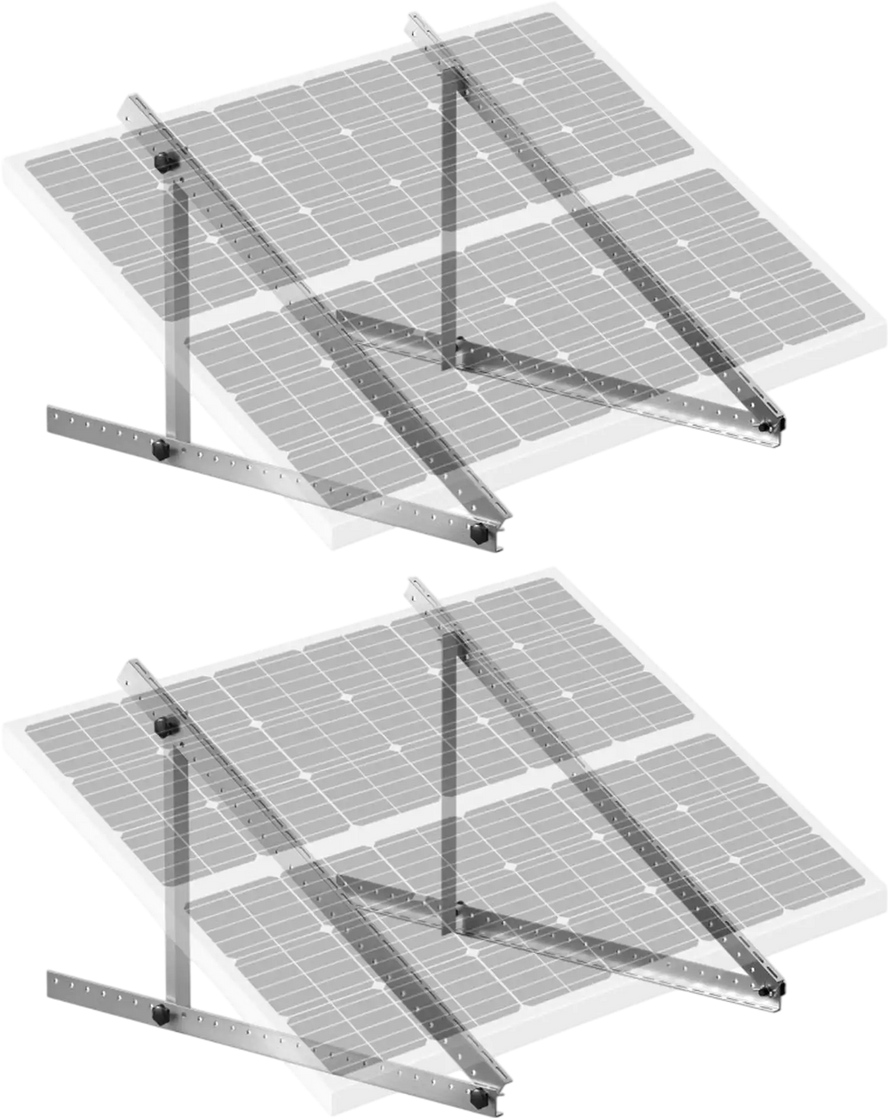 VEVOR 2 Sets Solar Panel Mounting Brackets 45-Inch, 0 to 90° Adjustable Tilt Mount Brackets Support 100-400W Solar Panels, Lightweight Aluminum Brackets with Folding Tilt Legs for RV Boat Off-Grid