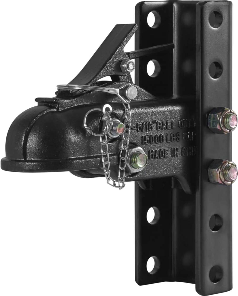 VEVOR Adjustable Trailer Coupler and 5-Position Channel Bracket Kit, 2-5/16" Hitch Ball, 15000 lbs Capacity, Heavy Duty Cast Channel-Mount Coupler, for Towing Camper, Pickup Truck, SUV, Black Coating