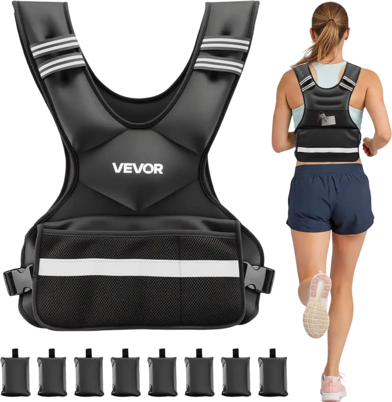 Vevor Weighted Vest Adjustable 24-40 lbs X-Shape Workout Vest New