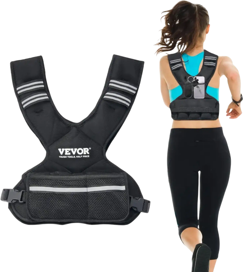 VEVOR Adjustable Weighted Vest, 11-20lb Weight Vest with 6 Ironsand Weights and  Reflective Stripe, Body Weight Vest Exercise Set for Men Women, Workout Equipment for Strength Training Running Jogging