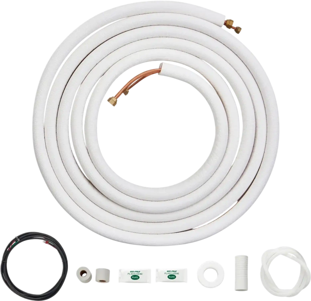VEVOR 25FT Mini Split Line Set, 1/4" & 3/8" O.D Copper Pipes Tubing and Triple-Layer Insulation, for Air Conditioning or Heating Pump Equipment & HVAC with Rich Accessories (27ft Connection Cable)