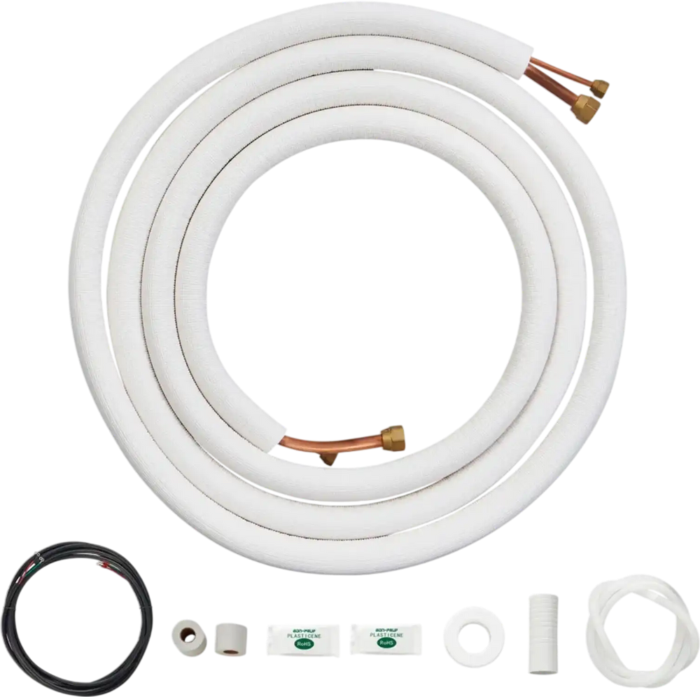 VEVOR 16FT Mini Split Line Set, 1/4" & 1/2" O.D Copper Pipes Tubing and Triple-Layer Insulation, for Air Conditioning or Heating Pump Equipment & HVAC with Rich Accessories (18ft Connection Cable)