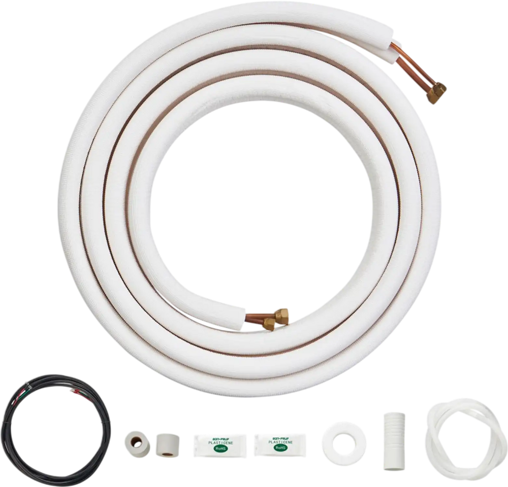 VEVOR 16FT Mini Split Line Set, 1/4" & 3/8" O.D Copper Pipes Tubing and Triple-Layer Insulation, for Air Conditioning or Heating Pump Equipment & HVAC with Rich Accessories (18ft Connection Cable)