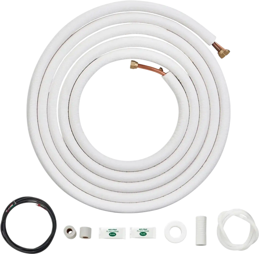 VEVOR 25FT Mini Split Line Set, 1/4" & 1/2" O.D Copper Pipes Tubing and Triple-Layer Insulation, for Air Conditioning or Heating Pump Equipment & HVAC with Rich Accessories (27ft Connection Cable)
