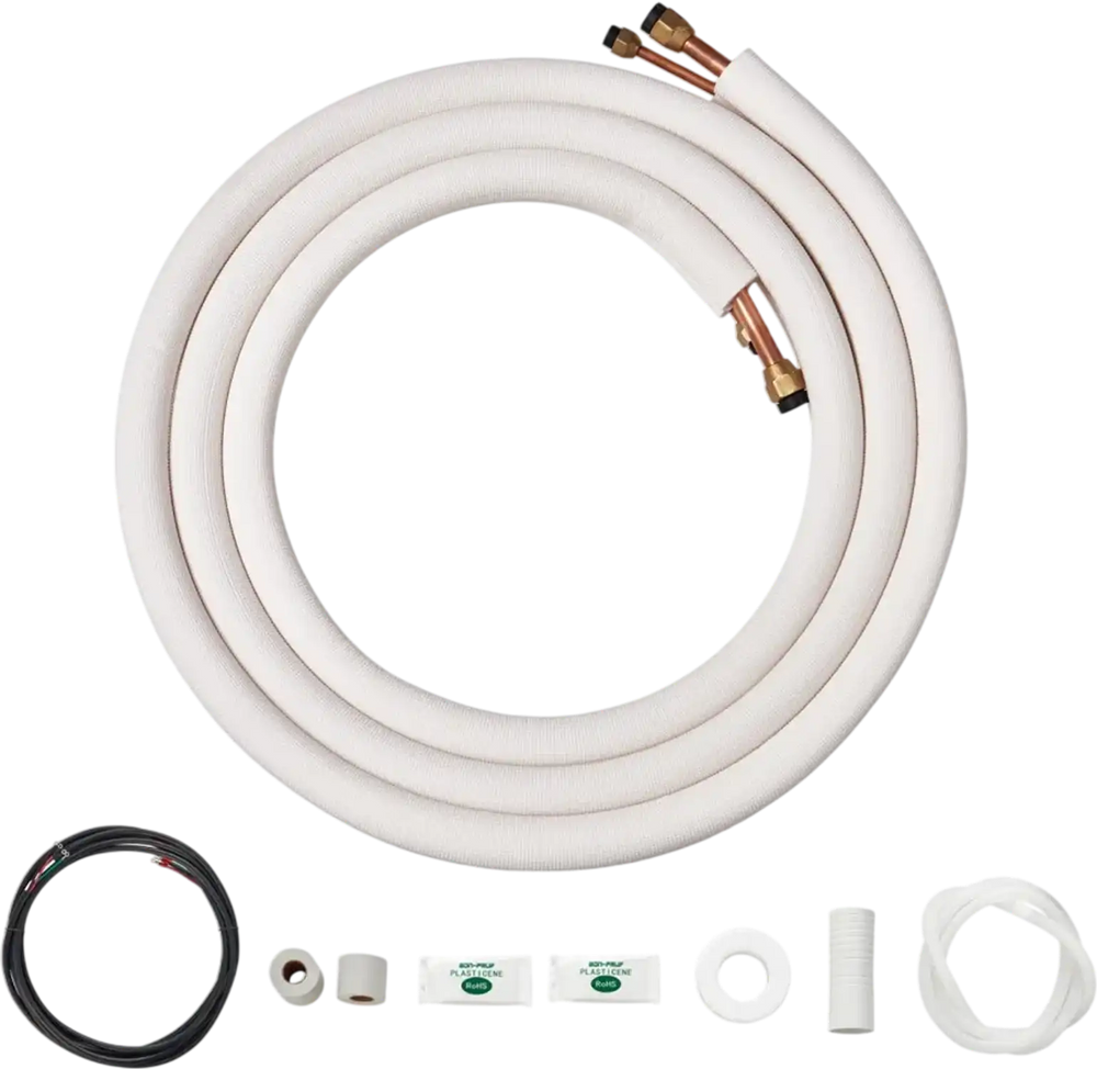 VEVOR 16FT Mini Split Line Set, 3/8" & 5/8" O.D Copper Pipes Tubing and Triple-Layer Insulation, for Air Conditioning or Heating Pump Equipment & HVAC with Rich Accessories (18ft Connection Cable)