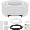 VEVOR 50ft Mini Split Line Set, 1/4” & 1/2” OD AC Copper Tubing Pipe, 3/8 White PE Thickened Insulated Coil with Flared Nuts, Rich Fittings, for Mini Split Air Conditioner HVAC or Heat Pump System
