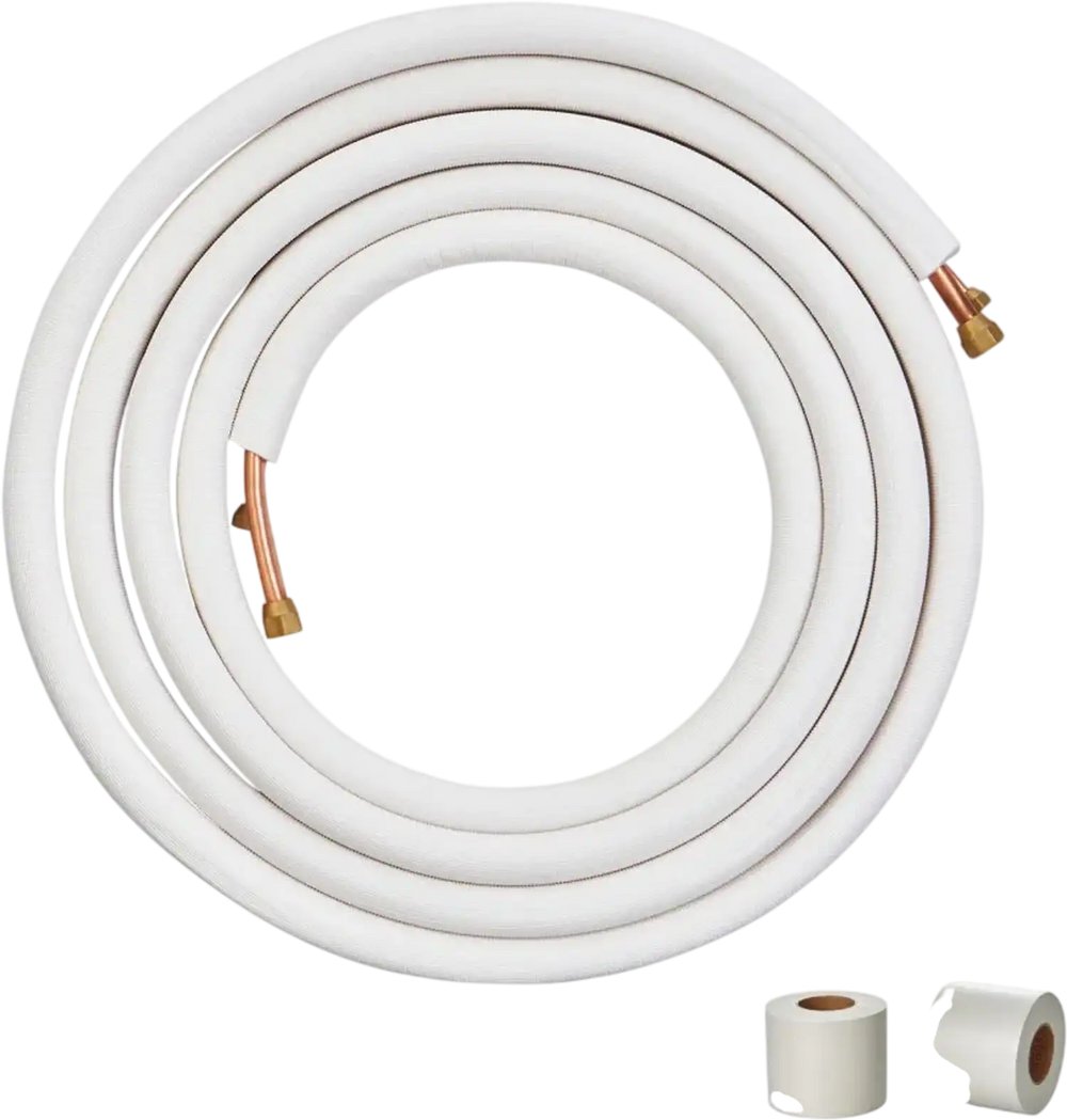 VEVOR 25FT Mini Split Line Set, 1/4" & 1/2" O.D Copper Pipes Tubing and Triple-Layer Insulation, for Mini Split Air Conditioning Refrigerant or Heating Pump Equipment & HVAC with Wrapping Strips.