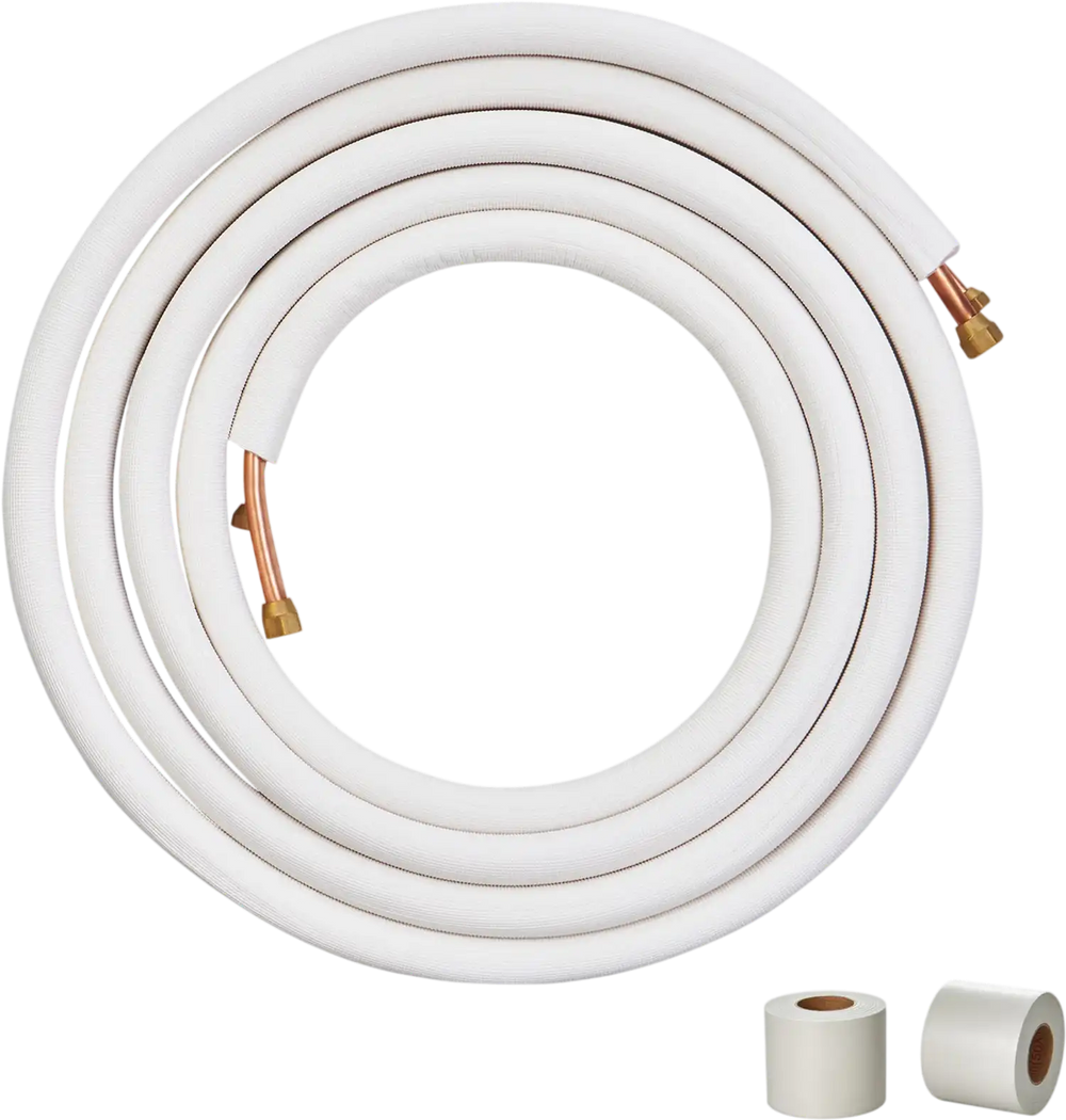 VEVOR 25FT Mini Split Line Set, 3/8" & 5/8" O.D Copper Pipes Tubing and Triple-Layer Insulation, for Mini Split Air Conditioning Refrigerant or Heating Pump Equipment & HVAC with Wrapping Strips.