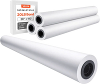VEVOR Wide Format Paper, 36 in x 150 ft Plotter Paper, 4 Rolls CAD Bond Rolls with 2 in Core, 20 LB Bond Paper Rolls, Idea for CAD Drawings, Engineering Plans, GIS Maps & Architectural Designs