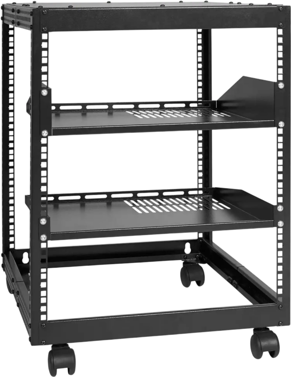 VEVOR 12U Open Frame Server Rack, 23-40 in Adjustable Depth, Free Standing or Wall Mount Network Server Rack, 4 Post AV Rack with Casters, Holds All Your Networking IT Equipment AV Gear Router Modem