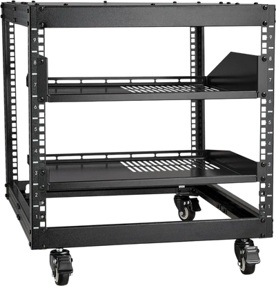 VEVOR 9U Open Frame Server Rack, 23''-40'' Adjustable Depth, Free Standing or Wall Mount Network Server Rack with 360° Casters, Heavy Duty 4 Post Holds All Your Networking IT Equipment AV Gear Router