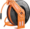 VEVOR Retractable Air Hose Reel, 3/8IN x 100FT Rubber Air Hose Max 300PSI, Air Compressor Hose Reel Auto-Rewind with 5FT Lead in, Ceiling/Wall Mount Heavy Duty Single Arm Steel Reel, 1/4" NPT Fitting
