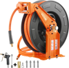VEVOR Retractable Air Hose Reel with Double Arms, 3/8 IN x 65FT Hybrid Air Hose Max 300PSI, Air Compressor Hose Reel with 5FT Lead in, Ceiling/Wall Mount Heavy Duty Steel Reel for Workshop Garage