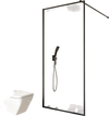 VEVOR Fixed Glass Shower Panel, 34 x 73.6 in Full-Framed Fixed Shower Screen, 5/16 in Thick Clear Tempered Glass Door with Bottom Seal Strip and Hardware, Easy to Clean, for Bathroom, Matte Black