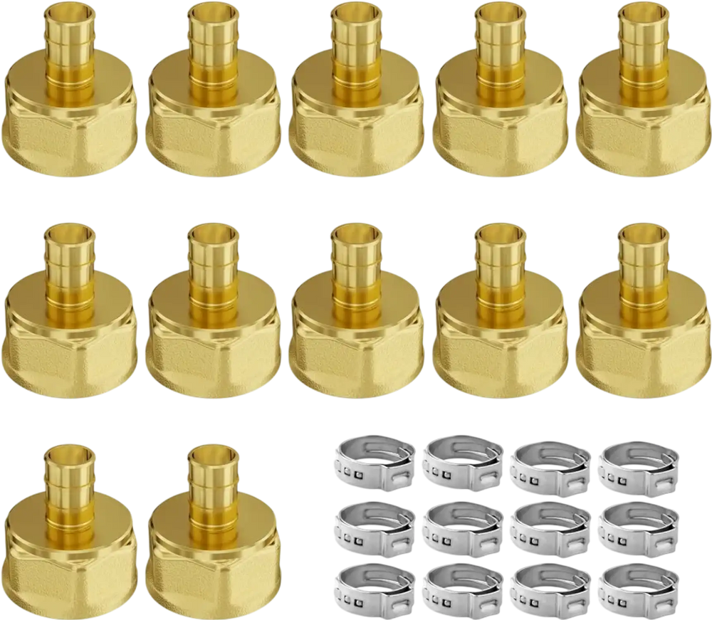 VEVOR Pipe Fittings, 3/4" 12PCS Brass Pipe Fittings, Clamp-style 3/4 NPT Pipe Connector Brass Air Fittings, Heavy Duty Plumbing Fittings NPT Adapter for Heating/Shower Systems, Water Pipes