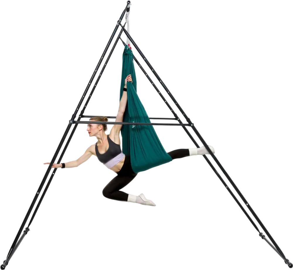 VEVOR Yoga Stand Frame, Max 440.9 lbs Load Swing Stand, Triangular Structure Pull Up Stands, Aerial Silk Stands with EVA Foam & 6.6-yard Yoga Hammock, 4-Level Horizontal & 6-Level Vertical Adjustment