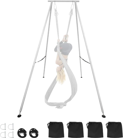 VEVOR Yoga Stand Frame, 9.6 ft Length Swing Stand, Max 551.2 lbs Load Triangular Structure Aerial Rig, Aerial Silk Stands for Yoga Enthusiasts, Non-Slip Base, Lightweight, Detachable Design