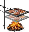 VEVOR Heavy Duty Swivel Campfire Grill, 16" Portable Camping Grill Grate, Sturdy Steel BBQ Mesh, 360° Height Adjustable Over Fire Pit Equipment with Carrying Bag, for Outdoor Open Flame Cooking, Black