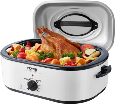 Vevor Roaster Oven 22 QT Electric Turkey Roaster with Self-Basting Lid White New
