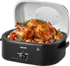 VEVOR Electric Roaster Oven, 18 Qt, Turkey Roasting Pan, Black, 1450W Power, Metal Self-Basting Lid, 150-450°F Heat Control, Countertop Turkey Cooker with Defrost/Warm, Removable Pan and Rack