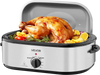 VEVOR Roaster Oven, 20QT Electric Roasting Pan, 150-450℉ Adjustable Temperature Fast-Cooking Turkey Roaster, Turkey Oven with Self-Basting Lid, Defrost & Warm Function for Home, Fits 24lb Turkey