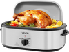 VEVOR Roaster Oven, 22QT Electric Roasting Pan, 150-450℉ Adjustable Temperature Multifunctional Electric Roaster Oven with Self-Basting Lid, Defrost & Warm Function for Holiday Meal, Fits 26lb Turkey