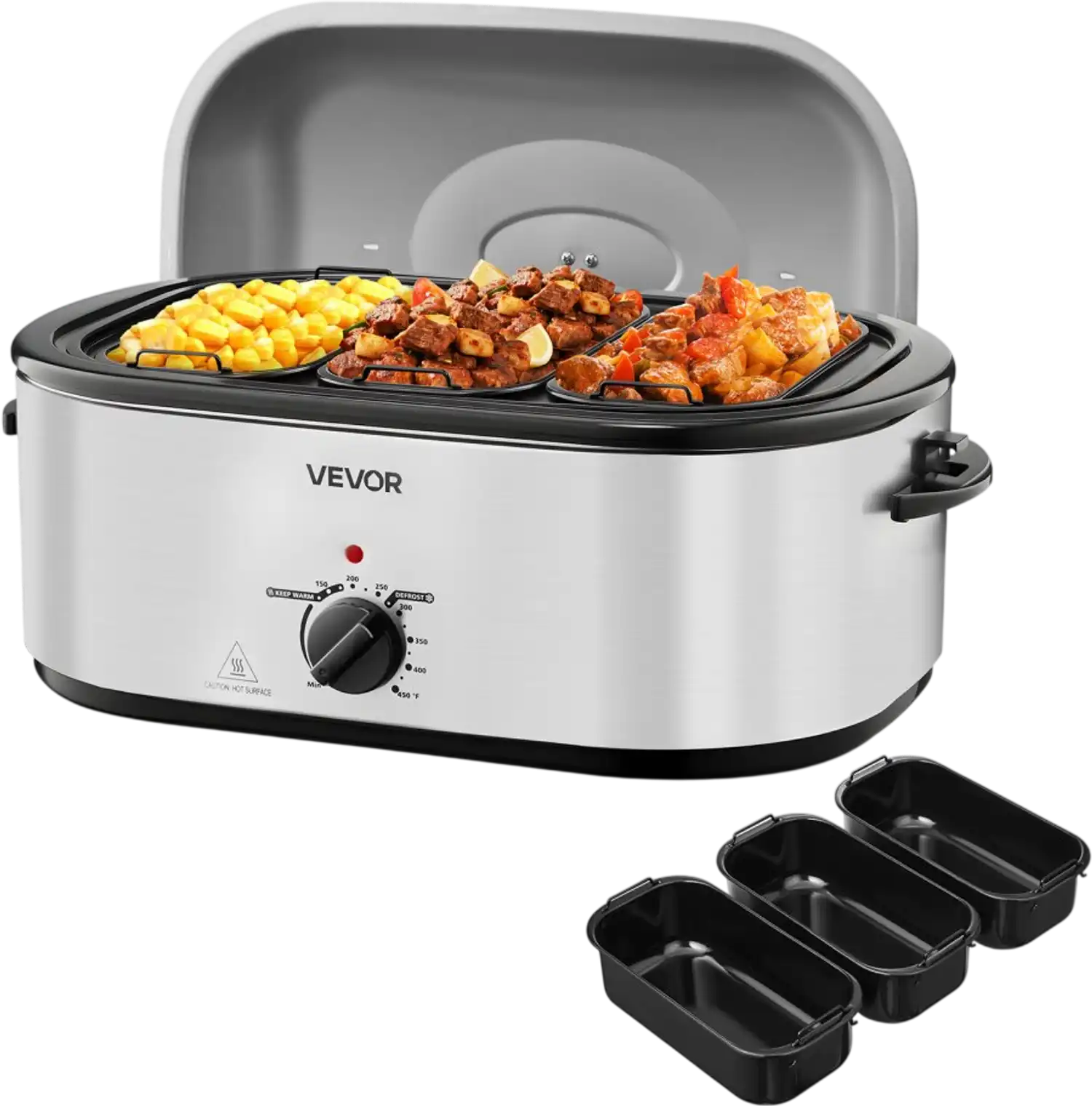 Vevor Roaster Oven 24QT Electric Turkey with 3-Bin Buffet Server New