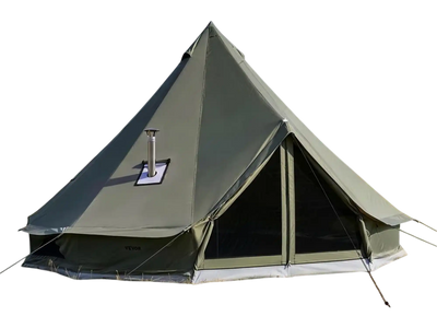 VEVOR Canvas Bell Tent 4 Seasons 13.12 ft Yurt Tent for Camping with Stove Jack Canvas Breathable Holds up to 4 People with Zipped Detachable Floor