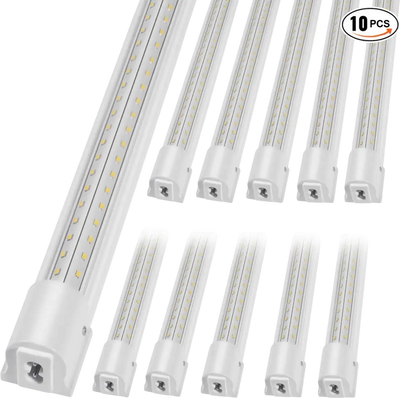 VEVOR 10 Pack LED Shop Light, 4 FT, 40W Linkable Shop Light Fixture, 6500 LM Ceiling Lights 59 in Power Cords with ON/OFF Switch 48 in Connector Cables, for Garage Warehouse Home Workkshop and Office