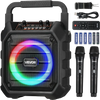 VEVOR Karaoke Machine for Adults, 20W, 6.5-inch Portable Bluetooth Speaker with 2 Wireless Microphones, LED Light, TWS Function, Handle, Shoulder Strap, Support Micro TF Card, USB, AUX, for Home Party