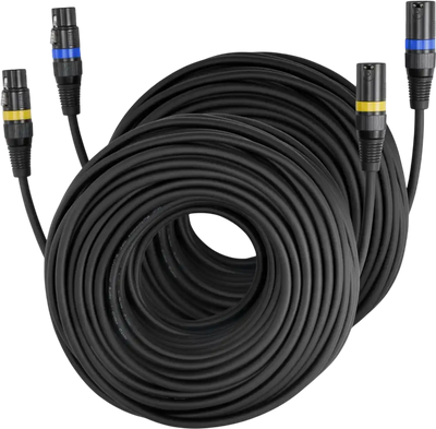 Vevor XLR Cable 100' 2-Pack Shielded Balanced DMX Microphone Cables New