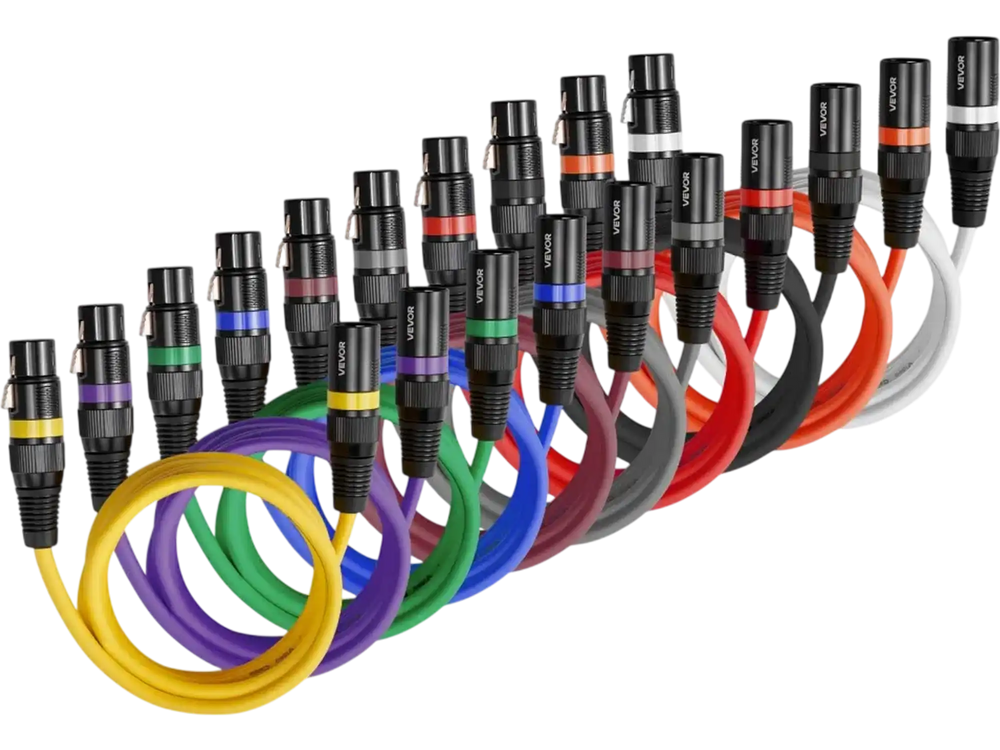 VEVOR XLR Cable 6.5 ft, 10 Pack, Shielded Balanced DMX Male to Female Microphone Cables, Gold-Plated 3-Pin XLR Mic Speaker Cord Wire, for Stage Lighting, Microphones, Amplifier, Mixer, Speaker Systems