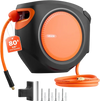 VEVOR Retractable Air Hose Reel, 3/8 Inch x 80 FT Hybrid Air Hose Max 300PSI, Enclosed Air-Compressor Hoses Reel Auto Rewind with 6.6 ft Lead in, 180° Swivel Ceiling/Wall Mount for Workshops