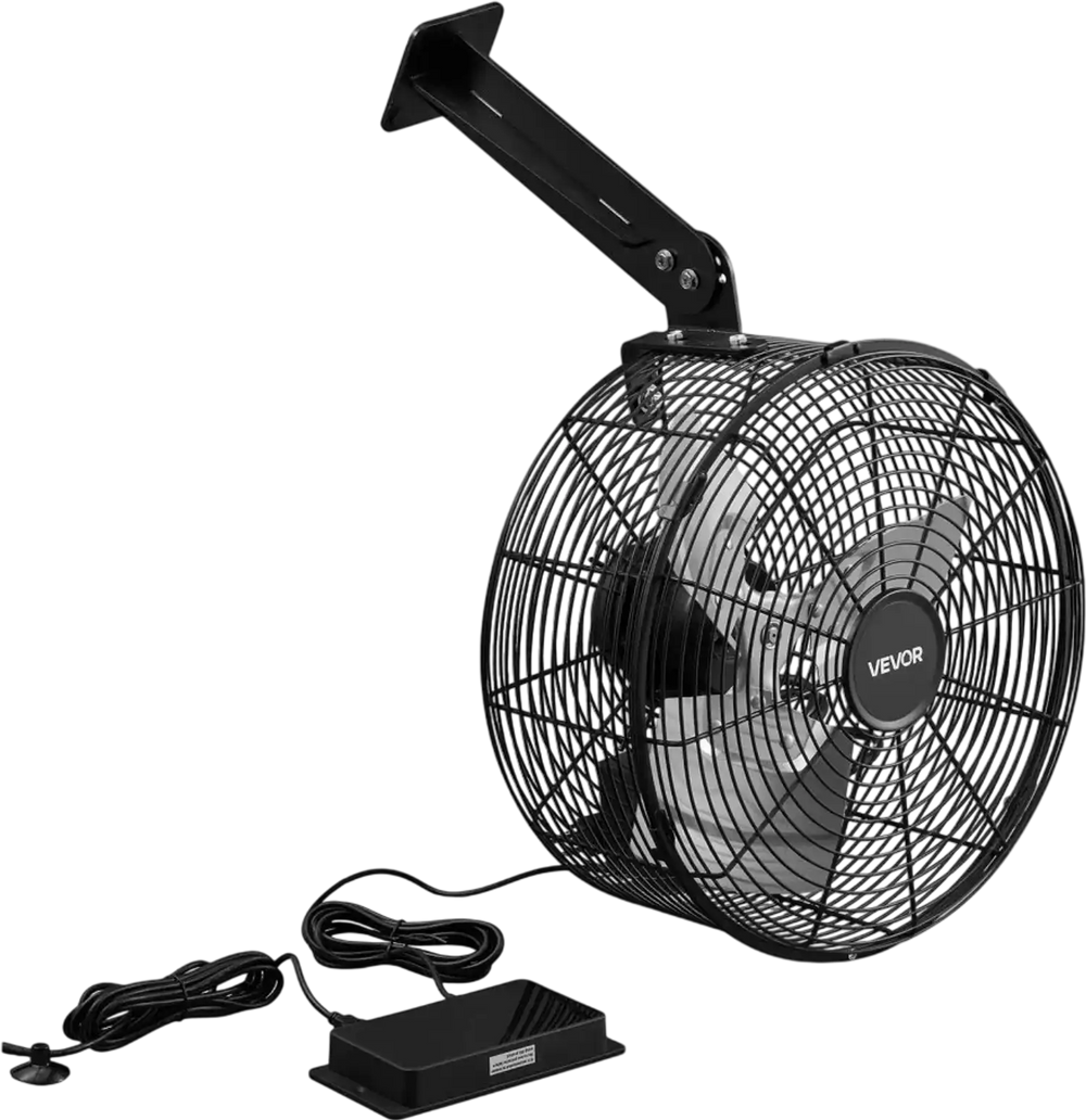 VEVOR Greenhouse Air Circulation Fan, 1800 CFM Powerful Air Circulator Electric Fan, 10 Speeds, 3 Switchable Modes, LCD Control, Ceiling Wall Mount, Fast Ventilation for Greenhouse, Patio, Garage